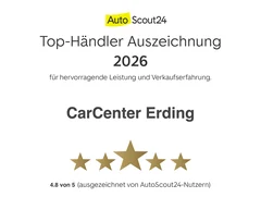 AutoScout24 Top-Händler-Auszeichnung 2026 für CarCenter Erding, 4,8 von 5